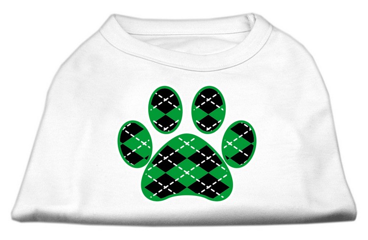 Argyle Paw Green Screen Print Shirt White XS